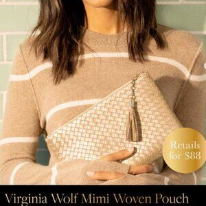 Virginia Wolf Mimi Woven Pouch in metallic gold. NWT.